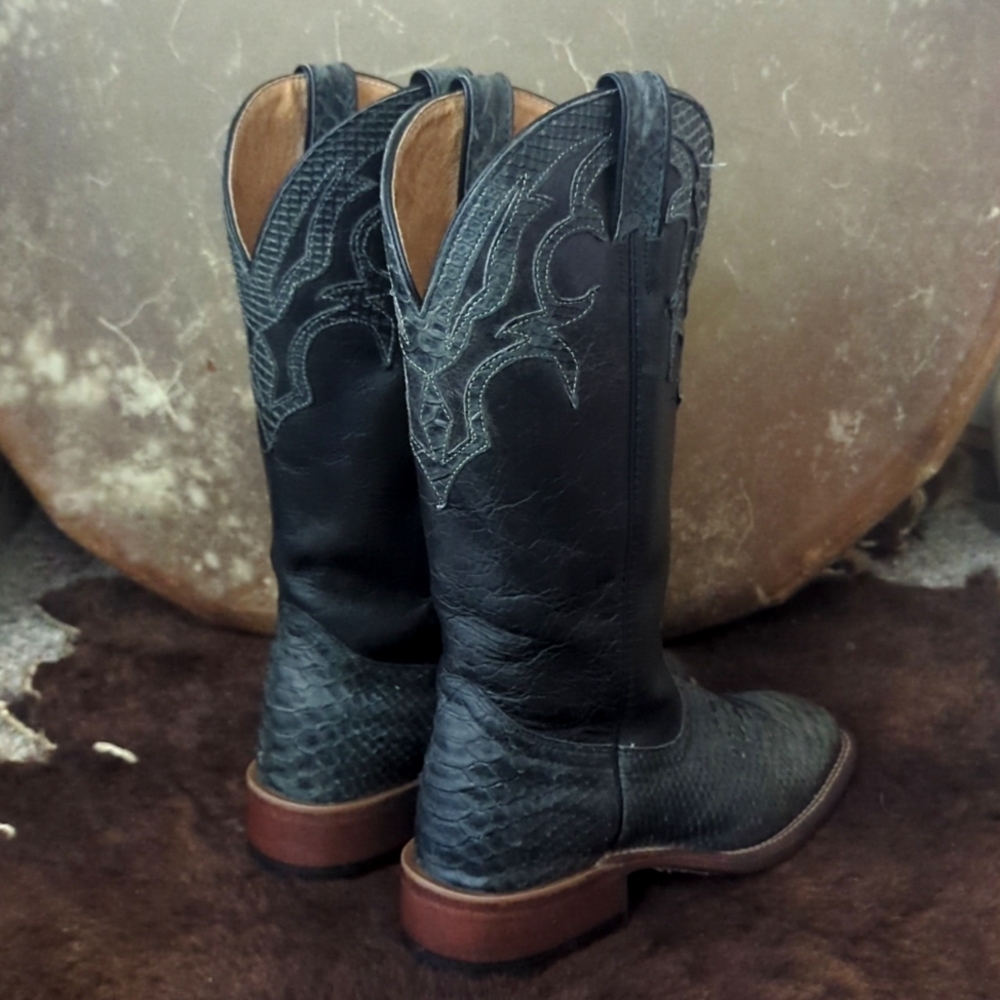 Boulet #1148 Black Leather & Gray Python Cowgirl … - image 4